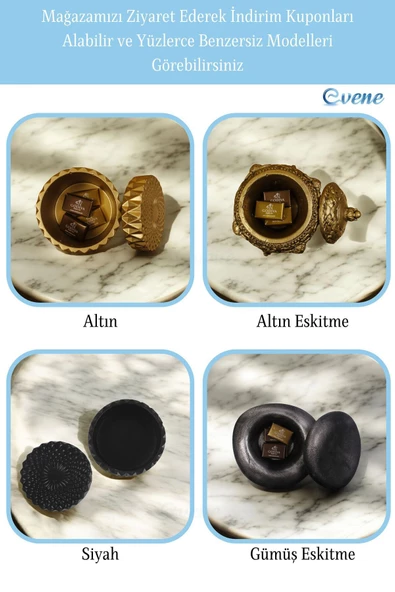 Evene Kapaklı Şekerlik Drajelik Şekerlik Altın Renk Model 18 - Resim 7