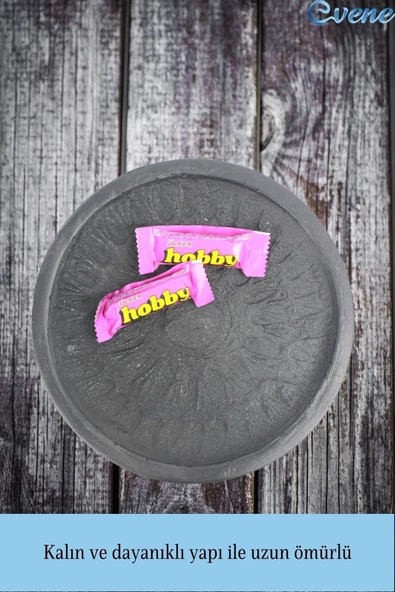 Evene Şekerlik Siyah Renk Sunumluk Drajelik Dekoratif Tabak Model 6 - Resim 4