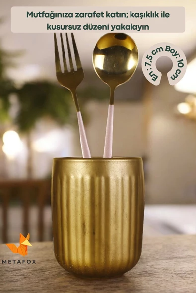 METAFOX Tezgah Kaşıklık Modern Tezgah Üstü Kaşıklık Dekoratif Dik Kaşıklık Altın Eskitme Renk Model 11 - Resim 2