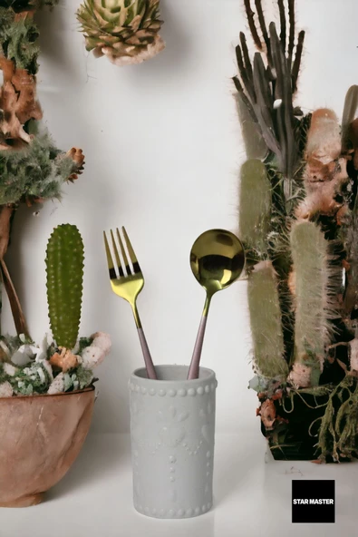 METAFOX Tezgah Kaşıklık Modern Tezgah Üstü Kaşıklık Dekoratif Dik Kaşıklık Altın Renk Model 10 - Resim 2