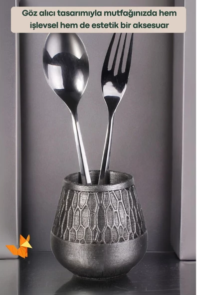 METAFOX Tezgah Kaşıklık Modern Tezgah Üstü Kaşıklık Dekoratif Dik Kaşıklık Gümüş Eskitme Renk Model 3 - Resim 5