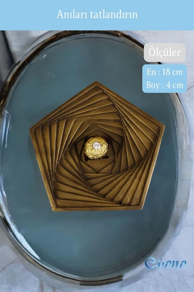 Evene Şekerlik Sunumluk Drajelik Dekoratif Tabak Altın Eskitme Renk Model 9 - Resim 2