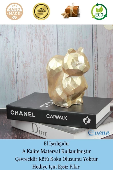 Evene Dekoratif Sincap Biblo Heykel El Yapımı Sevimli Hediyelik Süs Eşyası Poly Model Tasarım Ürünü - Resim 4