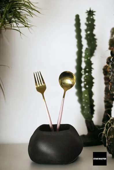 METAFOX Tezgah Kaşıklık Modern Tezgah Üstü Kaşıklık Dekoratif Dik Kaşıklık Siyah Renk Model 22 - Resim 2