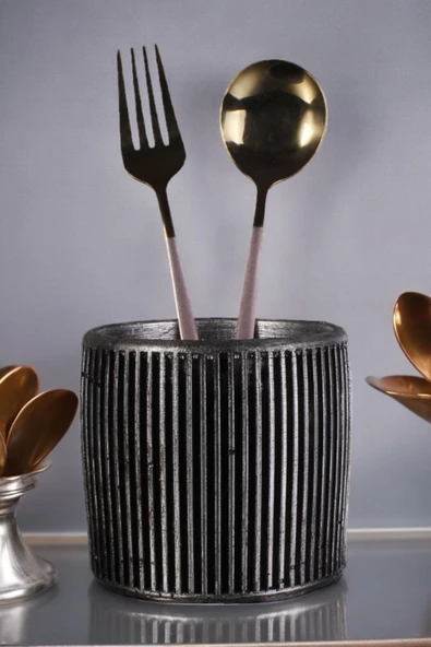 METAFOX Tezgah Kaşıklık Modern Tezgah Üstü Kaşıklık Dekoratif Dik Kaşıklık Gümüş Eskitme Renk Model 1 ürün görseli 1