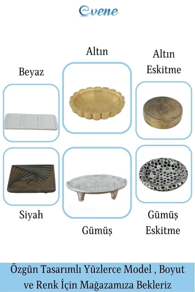 Evene Şekerlik Altın Eskitme Renk Sunumluk Drajelik Dekoratif Tabak Model 2 - 7
