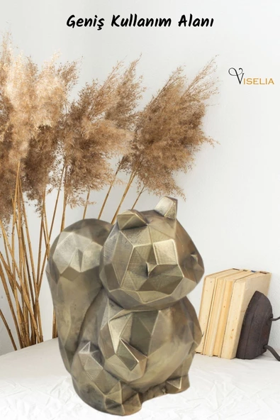 Viselia Dekoratif Sincap Biblo Heykel El Yapımı Sevimli Hediyelik Süs Eşyası Poly Model Tasarım Ürünü - Resim 6