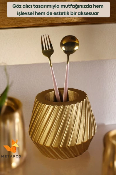 METAFOX Tezgah Kaşıklık Modern Tezgah Üstü Kaşıklık Dekoratif Dik Kaşıklık Altın Renk Model 21 - Resim 5