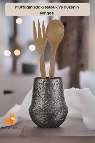 METAFOX Tezgah Kaşıklık Modern Tezgah Üstü Kaşıklık Dekoratif Dik Kaşıklık Gümüş Eskitme Renk Model 15 - Resim 3