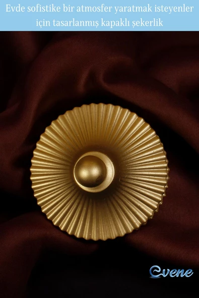 Evene Kapaklı Şekerlik Drajelik Şekerlik Altın Renk Model 15 - Resim 4