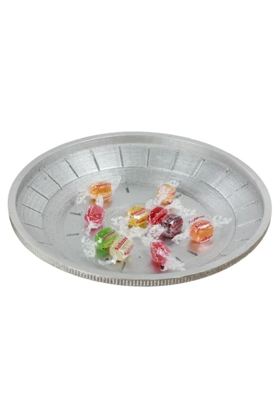 Evene Şekerlik Gümüş Renk Sunumluk Drajelik Dekoratif Tabak Model 5 ürün görseli 1