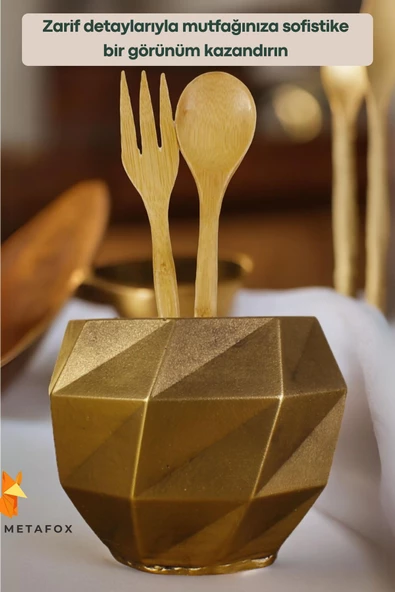 METAFOX Tezgah Kaşıklık Modern Tezgah Üstü Kaşıklık Dekoratif Dik Kaşıklık Altın Eskitme Renk Model 20 - Resim 4