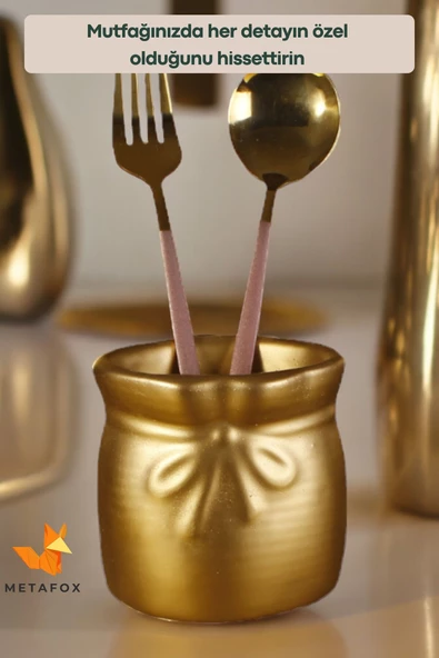 METAFOX Tezgah Kaşıklık Modern Tezgah Üstü Kaşıklık Dekoratif Dik Kaşıklık Altın Renk Model 8 - Resim 6