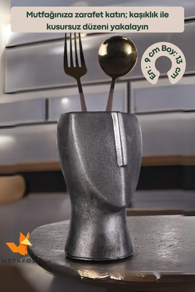 METAFOX Tezgah Kaşıklık Modern Tezgah Üstü Kaşıklık Dekoratif Dik Kaşıklık Gümüş Eskitme Renk Model 23 - Resim 2