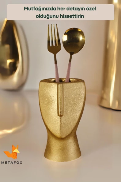 METAFOX Tezgah Kaşıklık Modern Tezgah Üstü Kaşıklık Dekoratif Dik Kaşıklık Altın Renk Model 23 - Resim 6