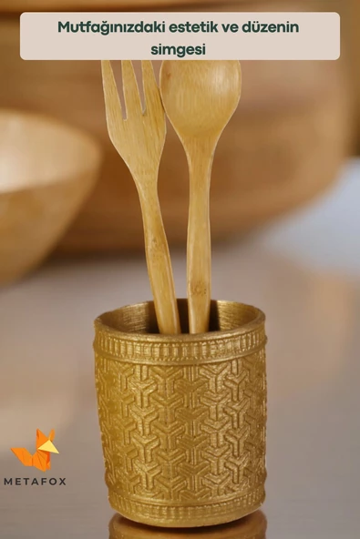 METAFOX Tezgah Kaşıklık Modern Tezgah Üstü Kaşıklık Dekoratif Dik Kaşıklık Altın Renk Model 4 - Resim 3