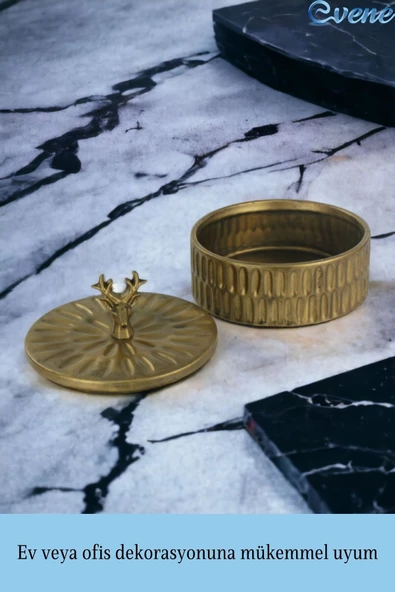 Evene Kapaklı Şekerlik Drajelik Şekerlik Altın Eskitme Renk Model 22 - Resim 3