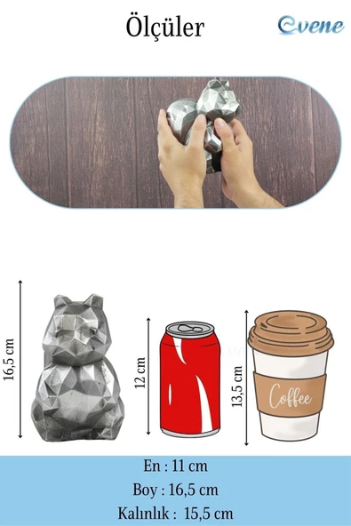 Evene Dekoratif Sincap Biblo Heykel El Yapımı Sevimli Hediyelik Süs Eşyası Poly Model Tasarım Ürünü - Resim 3