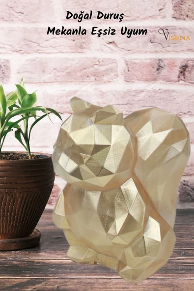 Viselia Dekoratif Sincap Biblo Heykel El Yapımı Sevimli Hediyelik Süs Eşyası Poly Model Tasarım Ürünü - Resim 3