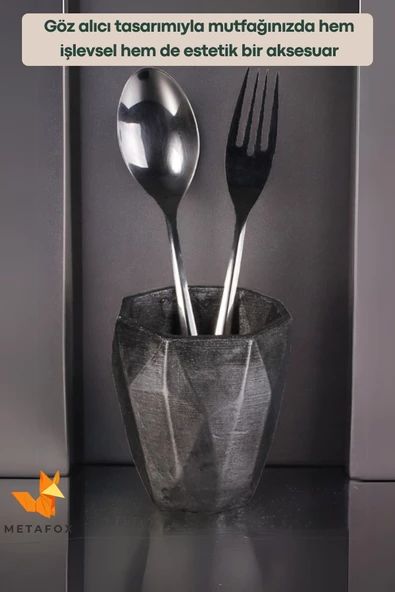 METAFOX Tezgah Kaşıklık Modern Tezgah Üstü Kaşıklık Dekoratif Dik Kaşıklık Gümüş Eskitme Renk Model 2 - Resim 5