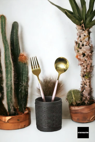 METAFOX Tezgah Kaşıklık Modern Tezgah Üstü Kaşıklık Dekoratif Dik Kaşıklık Siyah Renk Model 4 - Resim 2