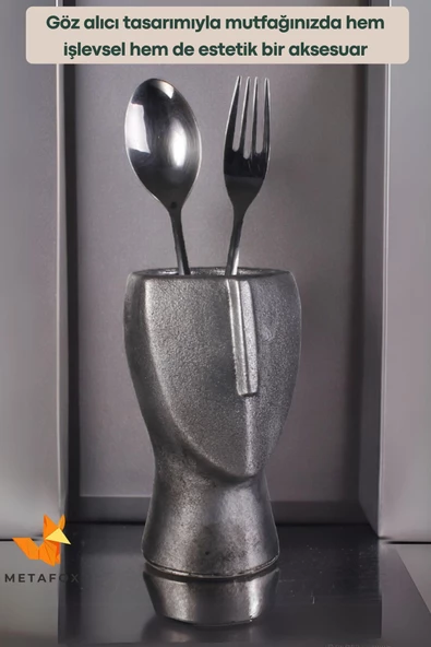 METAFOX Tezgah Kaşıklık Modern Tezgah Üstü Kaşıklık Dekoratif Dik Kaşıklık Gümüş Eskitme Renk Model 23 - Resim 5