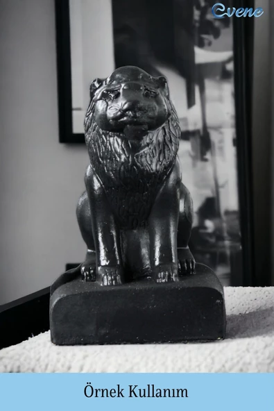 Evene Biblo Dekoratif Obje Heykel Aslan Biblo Dekoratif Süs Eşyası Siyah Model 35 - Resim 2