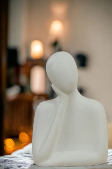 Rugad Biblo Heykel Düşünen Insan Silüeti Büyük Boy Beyaz Model 11 ürün görseli 1