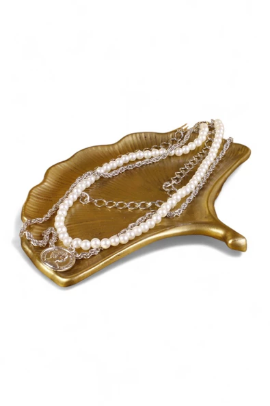 Evene Takı Organizer Makyaj Düzenleyici Kozmetik Organizer Dekoratif Tabak Altın Renk Model 19 ürün görseli 1