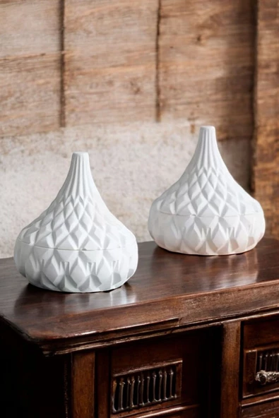 tambana El Yapımı Dekoratif Kutu Kapaklı Takı Kutusu Beyaz Model 17 ürün görseli 1