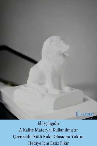 Evene Biblo Dekoratif Obje Heykel Aslan Biblo Dekoratif Süs Eşyası Beyaz Model 35 - Resim 4