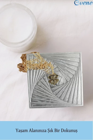 Evene Dekoratif Kase Gümüş Renk Takı Kutusu Yüzük Kolye Kutusu Mum Tabağı Takı Organizer Model 3 - Resim 3