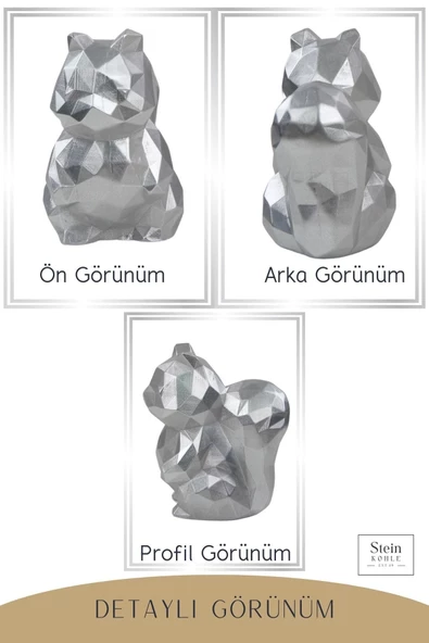 Stein Kohle Dekoratif Sincap Biblo Heykel El Yapımı Sevimli Hediyelik Süs Eşyası Poly Model Tasarım Ürünü - Resim 6