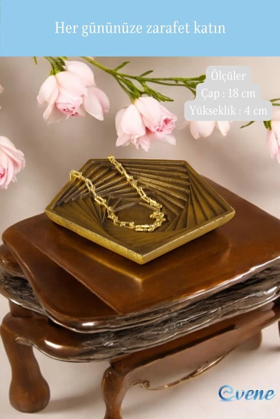 Evene Şekerlik Sunumluk Drajelik Dekoratif Tabak Altın Eskitme Renk Model 9 - Resim 3