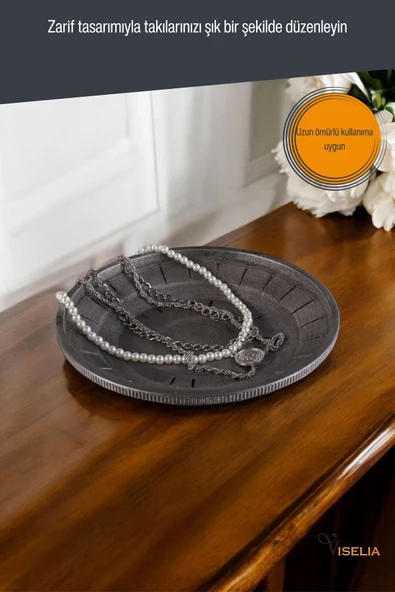 Viselia Takı Tabağı Takı Organizeri Takı Makyaj Kozmetik Düzenleyici Gümüş Eskitme Renk Model 5 - Resim 6