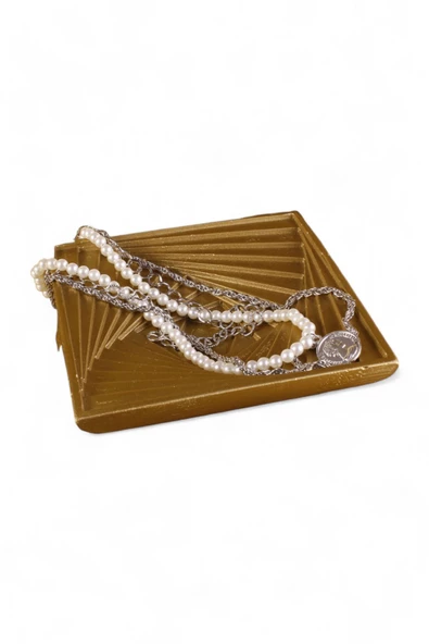 Evene Takı Organizer Makyaj Düzenleyici Kozmetik Organizer Dekoratif Tabak Altın Renk Model 3 ürün görseli 1