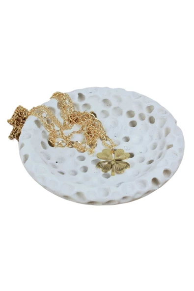 Evene Dekoratif Kase Beyaz Renk Takı Kutusu Yüzük Kolye Kutusu Mum Tabağı Takı Organizer Baloncuklu Model