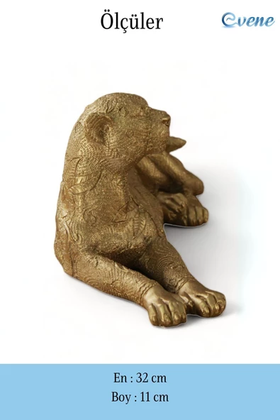 Evene Biblo Dekoratif Obje Heykel Leopar Biblo Dekoratif Süs Eşyası Altın Renk Model 38 - Resim 3