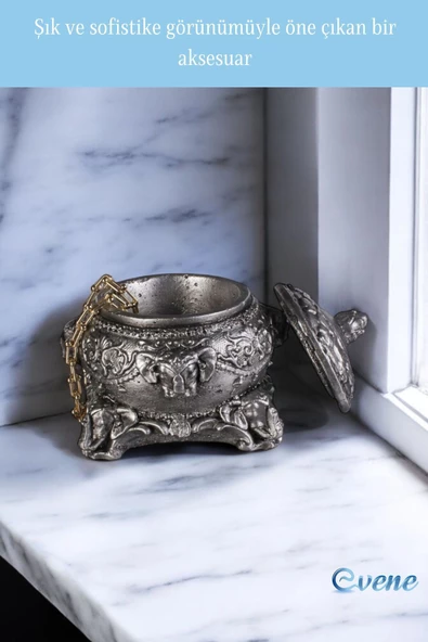 Evene Takı Düzenleyici Takı Organizeri Makyaj Kutusu Mücevher Kutusu Gümüş Eskitme Renk Model 1 - Resim 6