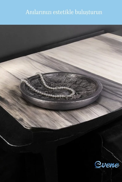 Evene Takı Organizer Makyaj Düzenleyici Kozmetik Organizer Dekoratif Tabak Gümüş Eskitme Renk Model 6 - Resim 6