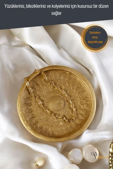 Viselia Takı Tabağı Takı Organizeri Takı Makyaj Kozmetik Düzenleyici Altın Renk Model 6 - Resim 5