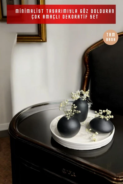 tambana Sunumluk Takı Tabağı Dekoratif Tepsi Obje Seti 4 Parça Model 1043 - Resim 2