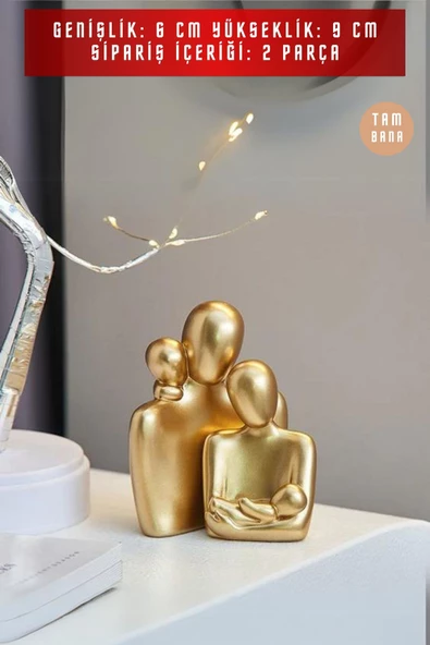 tambana 2’li Gold Heykel Biblo Seti Dekoratif Süs Eşyası Dekoratif Masa Süsü Model 4 - Resim 3