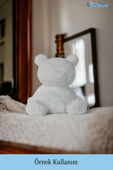 Evene Biblo Dekoratif Obje Heykel Ayı Biblo Dekoratif Süs Eşyası Beyaz Model 39 - Resim 2