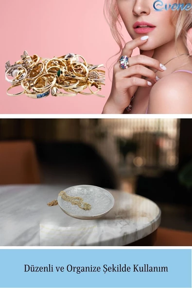 Evene Dekoratif Kase Gümüş Renk Takı Kutusu Yüzük Kolye Kutusu Mum Tabağı Takı Organizeri Model 6 - 4