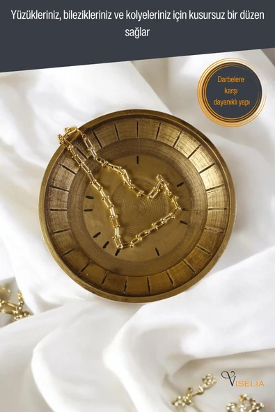 Viselia Takı Tabağı Takı Organizeri Takı Makyaj Kozmetik Düzenleyici Altın Eskitme Renk Model 5 - Resim 5