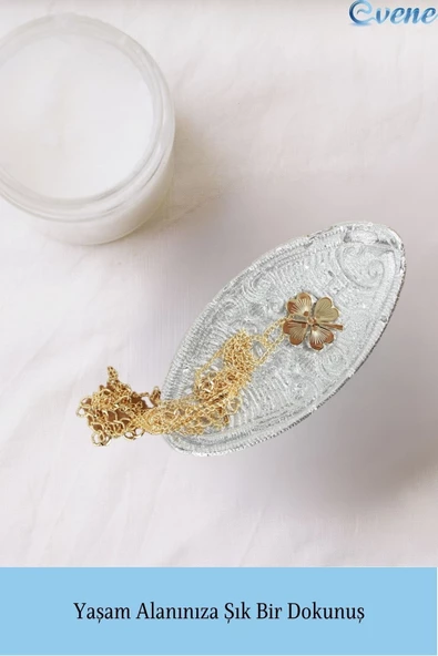 Evene Dekoratif Kase Gümüş Renk Takı Kutusu Yüzük Kolye Kutusu Mum Tabağı Takı Organizer Model 7 - 3