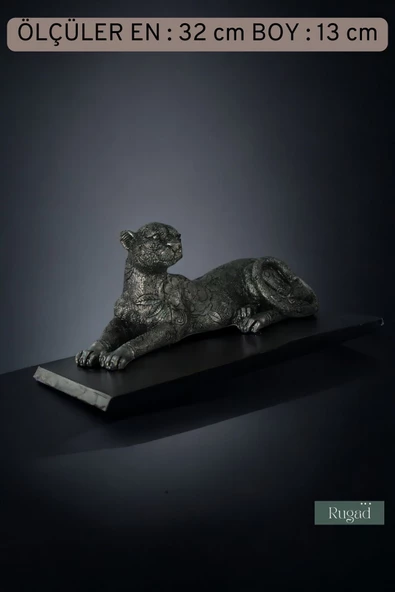 Rugad Biblo Dekoratif Heykel Leopar Biblosu Gümüş Eskitme Renk Model 38 - Resim 3