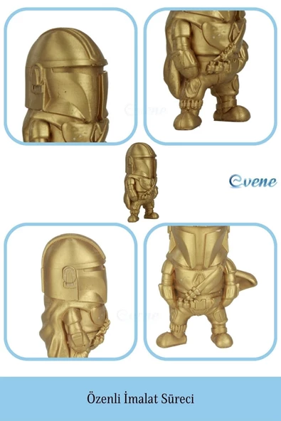 Evene Biblo Dekoratif Obje Heykel Savaşçı Biblo Dekoratif Süs Eşyası Altın Renk Model 4 - Resim 5