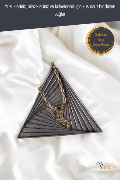 Viselia Takı Tabağı Takı Organizeri Takı Makyaj Kozmetik Düzenleyici Gümüş Eskitme Renk Model 14 - Resim 5